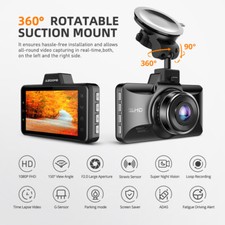 AZDOME Dashcam 3" AutoKamera 1080P HD Video Recorder Car DVR Nachtsicht G-Sensor