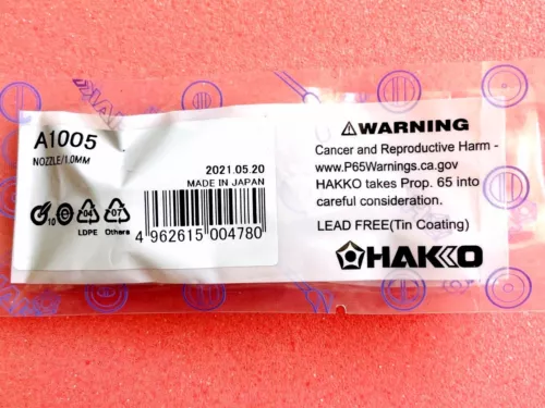 Authentic A1005 Hakko Desoldering Nozzle for 808-5 808-KIT/P 472D-01 472D-02 1mm