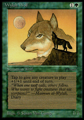 MTG magic cards 1x Wyluli Wolf B (Light Symbol) Arabian Nights Moderate Play, En