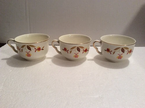 (3) VINTAGE HALL JEWEL TEA "AUTUMN LEAF" COFFEE/TEA CUPS