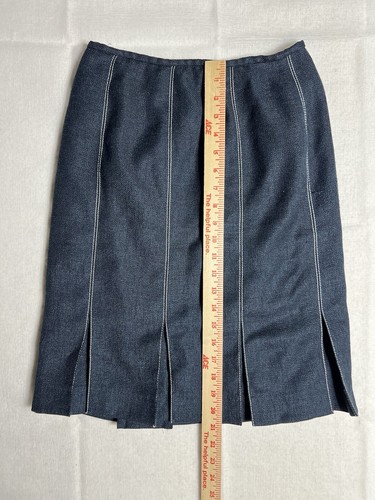 Nipon Boutique Petite Flare A-Line Skirt Pleated Womens Size 2P Blue Stripe - Picture 3 of 8