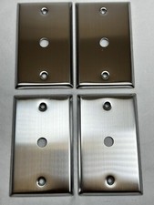  4 Four Single Gang Blank Wall Plates for One Mono 1/4" Jack Stainless Steel