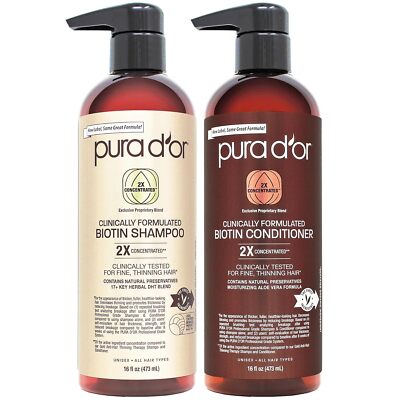 PURA D'OR Dor Clinically Formulated Biotin Set 2X Concentrated Anti Thinning