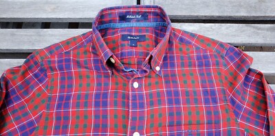 Gant Hillsdale Twill fitted button down dress shirt long sleeve plaid tartan