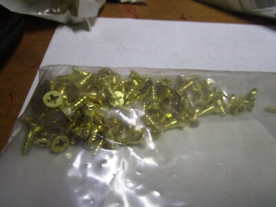 #8-15 x 1/2'' Flat Head Phillips Sharp Point Plain Brass Wood Screw QTY 100