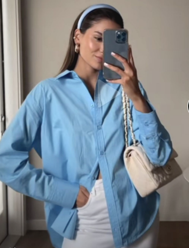 ZARA NEW WOMAN COLORS POPLIN SHIRTS TOP NEON BLUE 3067/005 2558/336 XS - XL  | eBay