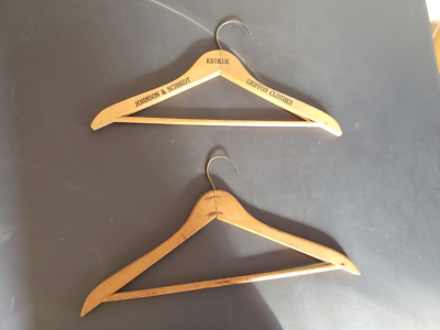 Vintage Wooden Coat Hangers, Johnson & Schmidt, Griffin Clothes