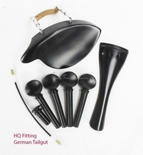 YDC Violin Ebony Fitting 8 Piece Set ------German Tailgut ----Dresden Chinrest