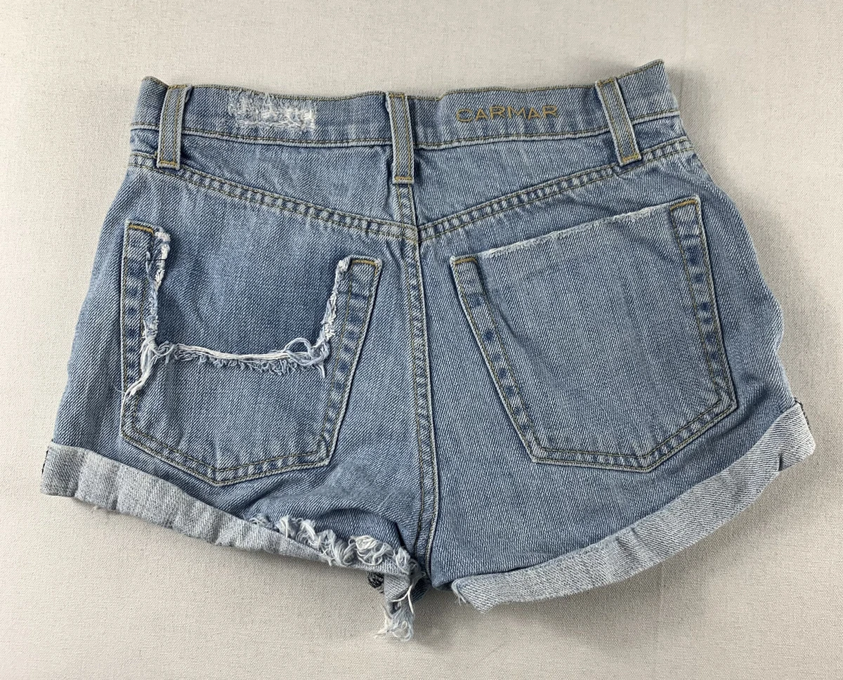 CARMAR BLUE DENIM SHORTS WOMENS SIZE 24 BUTTON FLY COTTON 26