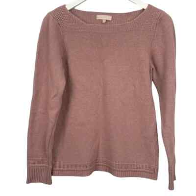 Benedetta B Merino Wool Cashmere Blend Square Neck Pink Soft Sweater Size Large