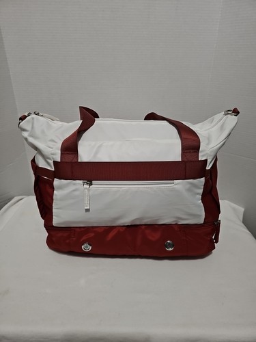 MULTI-Purpose Travel Duffel Bag for Women, w/ USB Charging~(Reddish Brown/White) - Picture 6 of 19