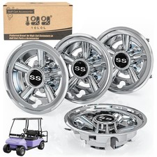 10L0L Golf Cart 8 Inch SS Wheel Covers Hub Caps 8 Inches, Chrome - Style
