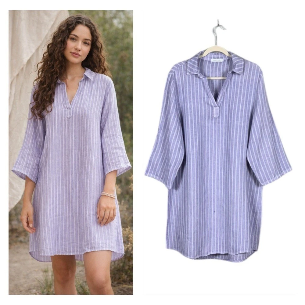knee length dresses for ladies Women's Modern Fit Dress Shirt in Blue Stripe XL