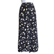 Vtg 100 Silk Y2K Whimsy Floral Talbots Midi Skirt Lined Zip Black Fairycore 16