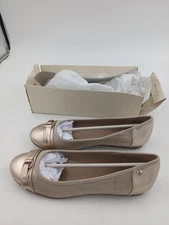 Anne Klein Flats Shoes Womens Size 9.5 Metallic Taupe AKABLE2 Ballet Comfort