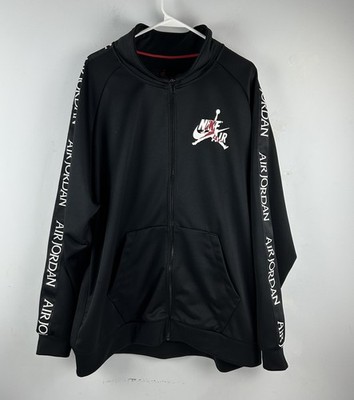 Y2K  NIKE Air Jordan Jacket Men's  Xxl Black Logo Tape Full Zip Warmup