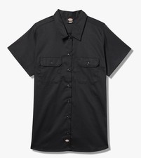 Dickies Work Shirt Mens 3XL Black Short Sleeve Button Front Uniform Industrial