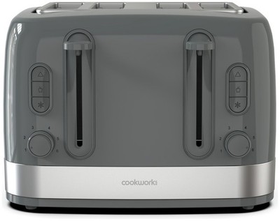 Cookworks beleuchteter 4-Scheiben-Toaster - steingrau