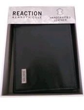 Men's Kenneth Cole Reaction Black Leather BI-Fold Wallet - Super Soft and Thin