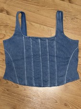 Express Body Contour Denim Cropped Tank Top/Corset Size XL