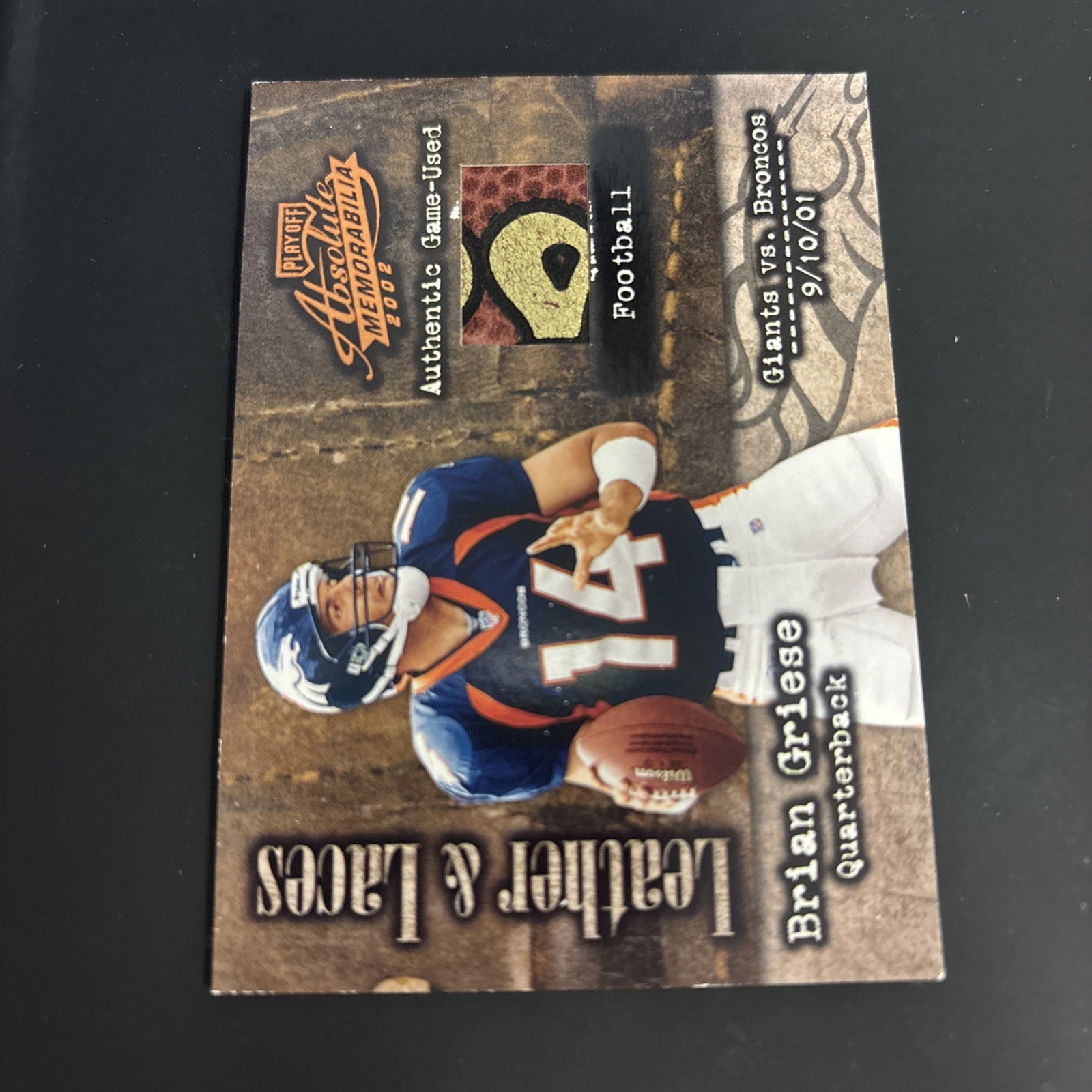 2002 Playoff Absolute Memorabilia - Leather and Laces Brian Griese #LL-46...