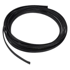 10 Ft 1/4" Expandable Braided Cable Sleeve PET Cable Management Black