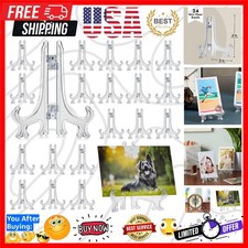 Mini Acrylic Easel Stands - 24-Pack, 3-Inch Clear Plastic - Display Stands fo...