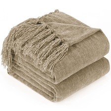 Chenille Throw Blanket for Couch with Tassels,60"X80" Soft Cozy Lightweight K...