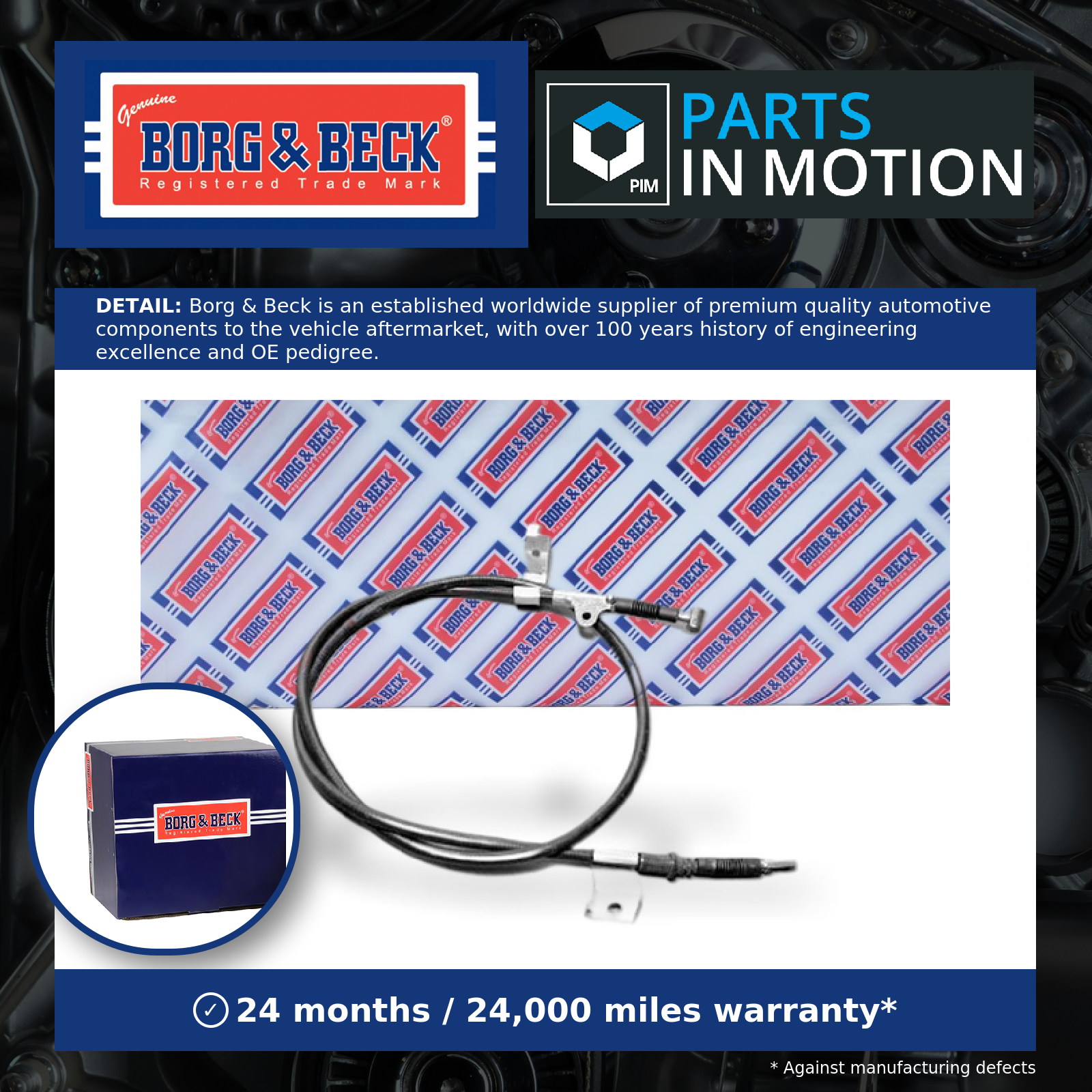 Handbrake Cable Rear Left BKB1881 Borg & Beck Hand Brake Parking 3653171J10 New