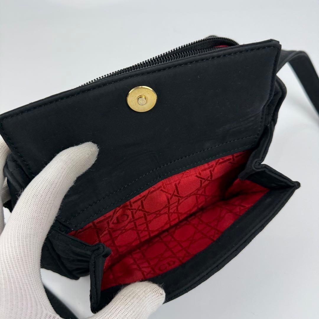 Christian Dior Cannage Shoulder Bag Black Canvas  Authentic thumbnail 10