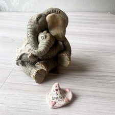 Tuskers Elephants Love Is A Snuggle Collectable Vintage Cottage Core Decor