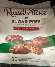 Russell Stover Sugar Free Crunchy Pecans Chewy Carmel Chocolate Candy 15.5oz
