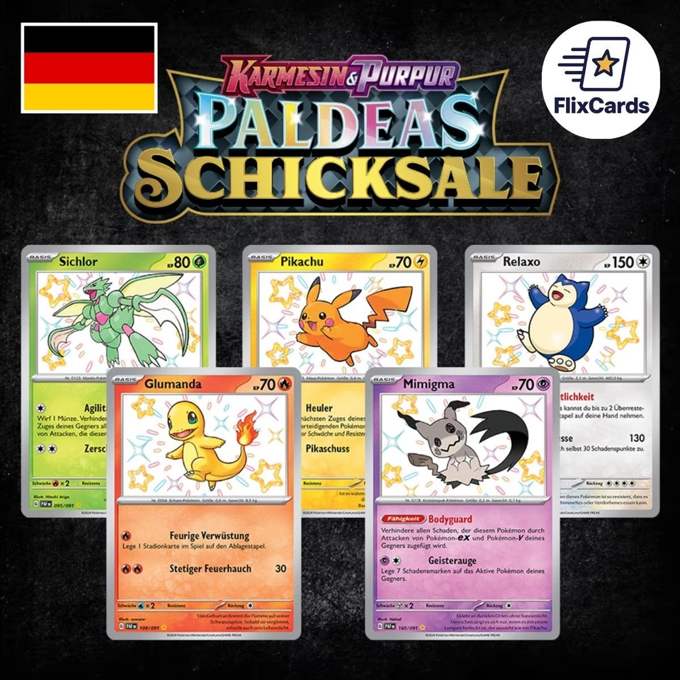 Pokemon Karten Sammlung - Paldeas Schicksale - Shiny Karten - PAF - Deutsch - NM