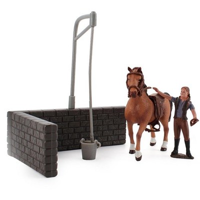 Pferd Figur Set Simulation Bauernhof Szene Männer Skulptur Geschenk für Kinder Zuhause Zimmer