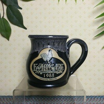 Deneen Pottery Mug Egg Harbor Cafe Geneva Illinois Black Drip Glaze 2016