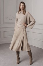 Ralph Lauren Collection Purple Label Suede Midi Skirt Buckle Beige Runway 3690