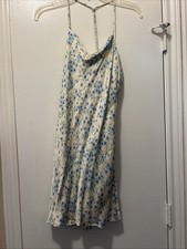 Zara Floral Mini Dress NEW Cream Blue Small
