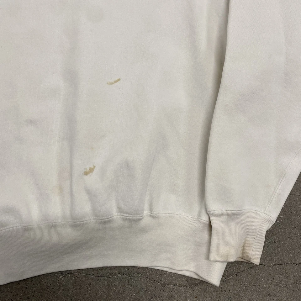 Sudadera de Colección Años 80 Carhartt Resistente Exterior Cuello Redondo Para Hombres Grande Blanca Foto 2 de 4