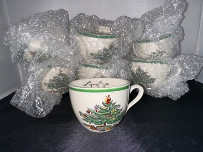 7 Vtg Spode Christmas Tree England Tea/coffee Cups (7) Cups S3324-U