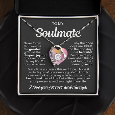 To My Soulmate Heart Necklace Anniversary birthday Meaningful Gift From Husband