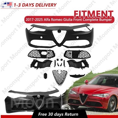 Fit 2017-2025 Alfa Romeo Giulia Front Complete Bumper Kit W/ Grille Brackets