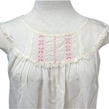 VTG GAYMODE PENNYS Womens S Cream Babydoll Cotton Nightgown Cottage Trad USA