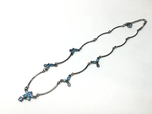 GIVENCHY Collana con fiori in pietra bijou blu canna di fucile #375