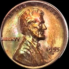 1955 S Lincoln Wheat Cent OBW Monster Toned Rainbow GEM BU Uncirculated Toner 1c