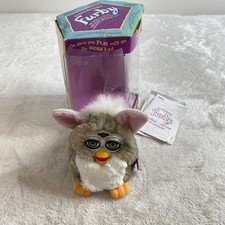 1998 Tiger Electronics Furby Church Mouse Gray/White Blue Eyes NIB w/ Tag