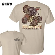 Fieldstone 2 Sided T-Shirt - Wild Turkey Hunting Graphic, Premium Outdoor, Casua