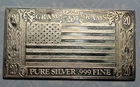 PURE SILVER .999 FINE American Flag 20 Grams BAR 'The Silver Mint' USA Flag