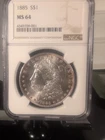 1885 Philadelphia Morgan Silver Dollar NGC MS64