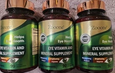 3 Pack Zooone- Lutein Eye Vitamins Zeaxanthin to Support Eye Health, 90 Tablets
