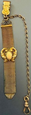 Watch fob: Gold, antique, metal mesh, 4''x7/16'', SOB Co. (really) (Lot #234)
